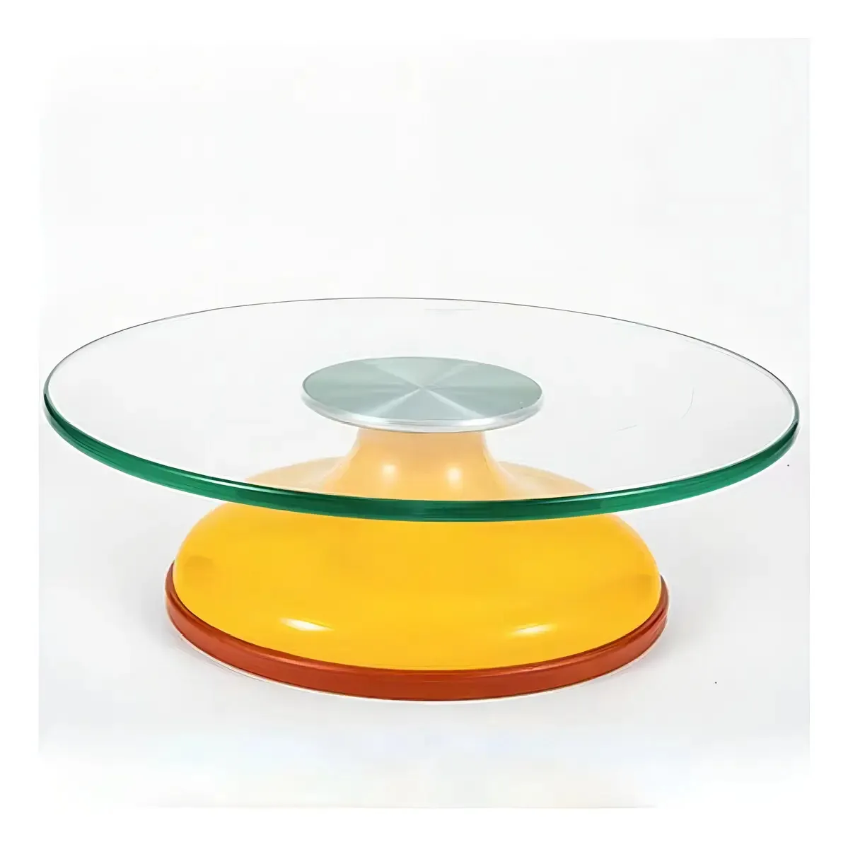 Bolos com base giratória Prato giratório amarelo Base de vidro Suporte para cupcakes de 30 cm Base para bolos Mesa giratória Suporte para bolos Suporte para bolos Exibição de bases para bolos