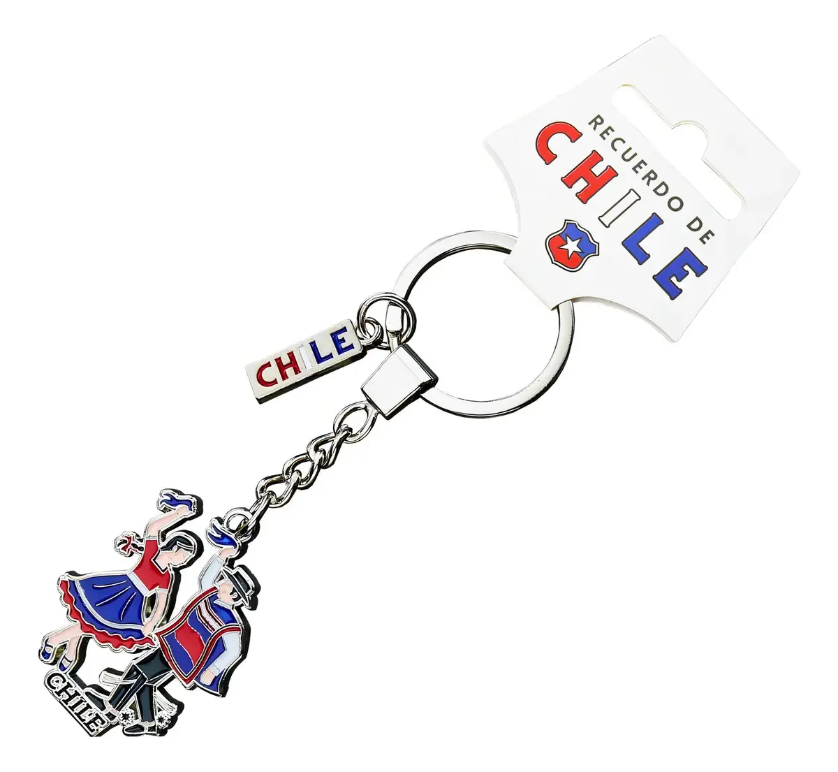 Chaveiros chilenos Souvenir Souvenir Cueca Color Silver