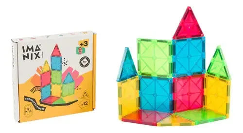 Blocos De Montar Magnéticos Brinquedo Construção 12 Peças 12 Peças Magnéticas