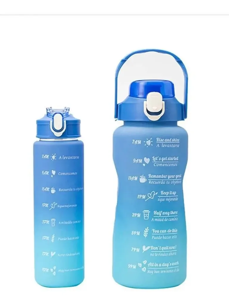 Kit 2 Garrafas D'agua 2,9l Canudo Horário Medidor Motivação Cor Rosa