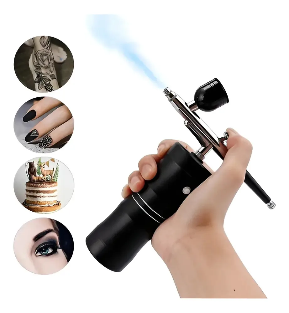 Airbrush Airbrush Compressor Preto Recarregável Usb Kit Cor Fix