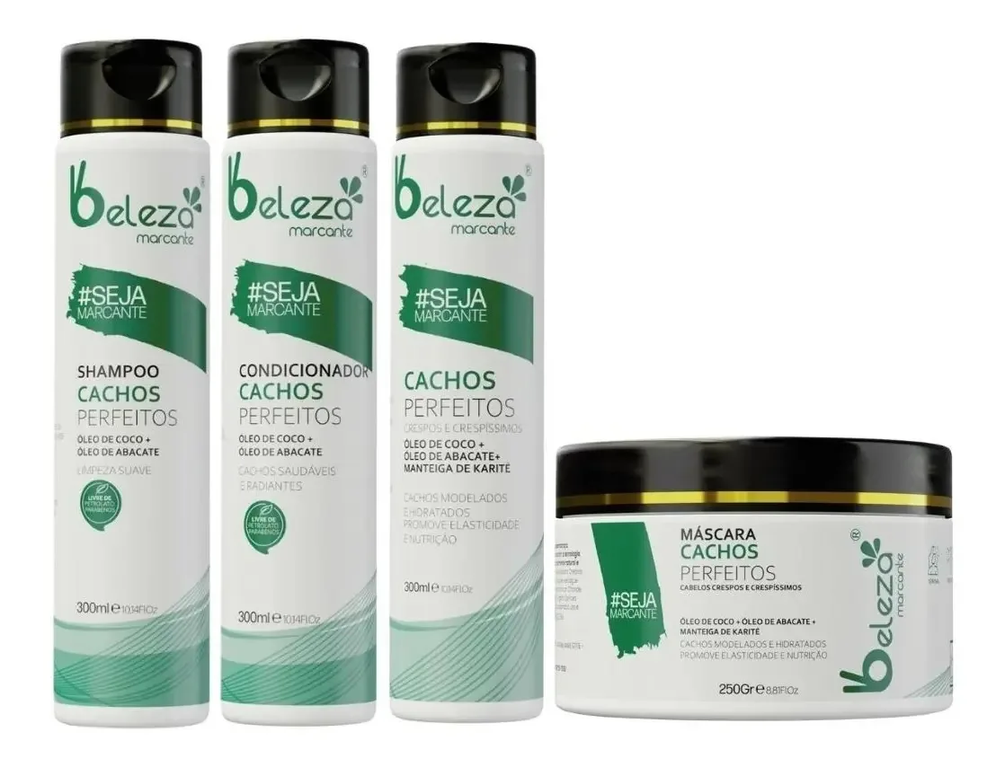 Kit Tratamento Capilar Para Cachos Beleza Marcante 4 Itens