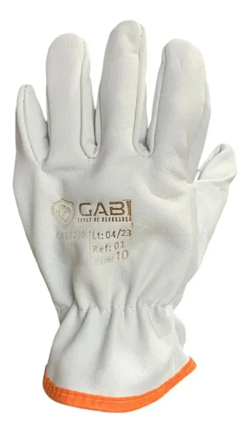 Kit 10 Luvas Segurança Vaqueta GABI LUVAS C.A 12230 Reforçada
