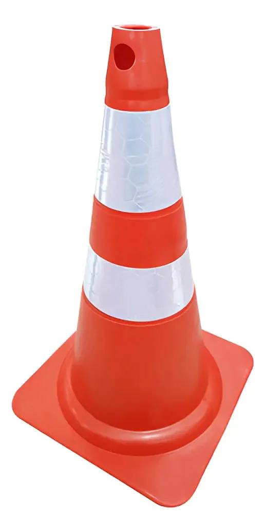 Cone Sinalização Flexível 50cm Plastcor Fitas Refletivas Laranja/Branco PVC