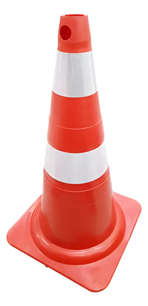 Cone de Sinalização Plastcor Flexível Nbr 15.071 75cm PVC Laranja 2 Faixas Refletivas