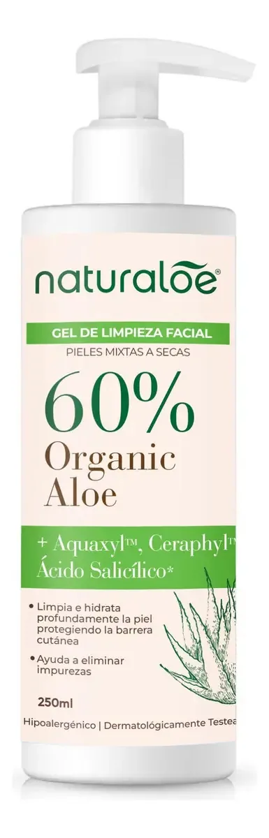 Gel de limpeza facial Naturaloe para pele mista a seca 250 ml