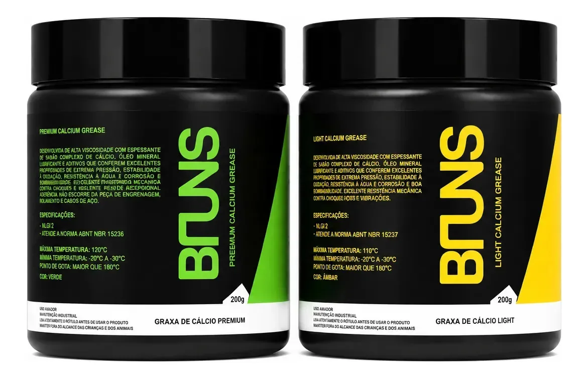Combo Graxa Cálcio Bruns Premium+light 200g