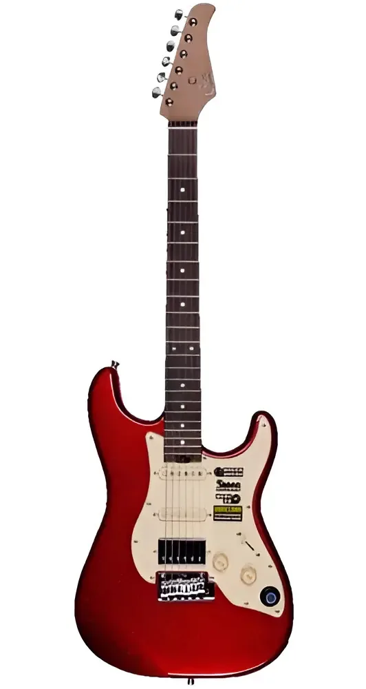 Guitarra Mooer GTRS S800 MR Vermelha Com Efeitos e Pedal Sem Fio