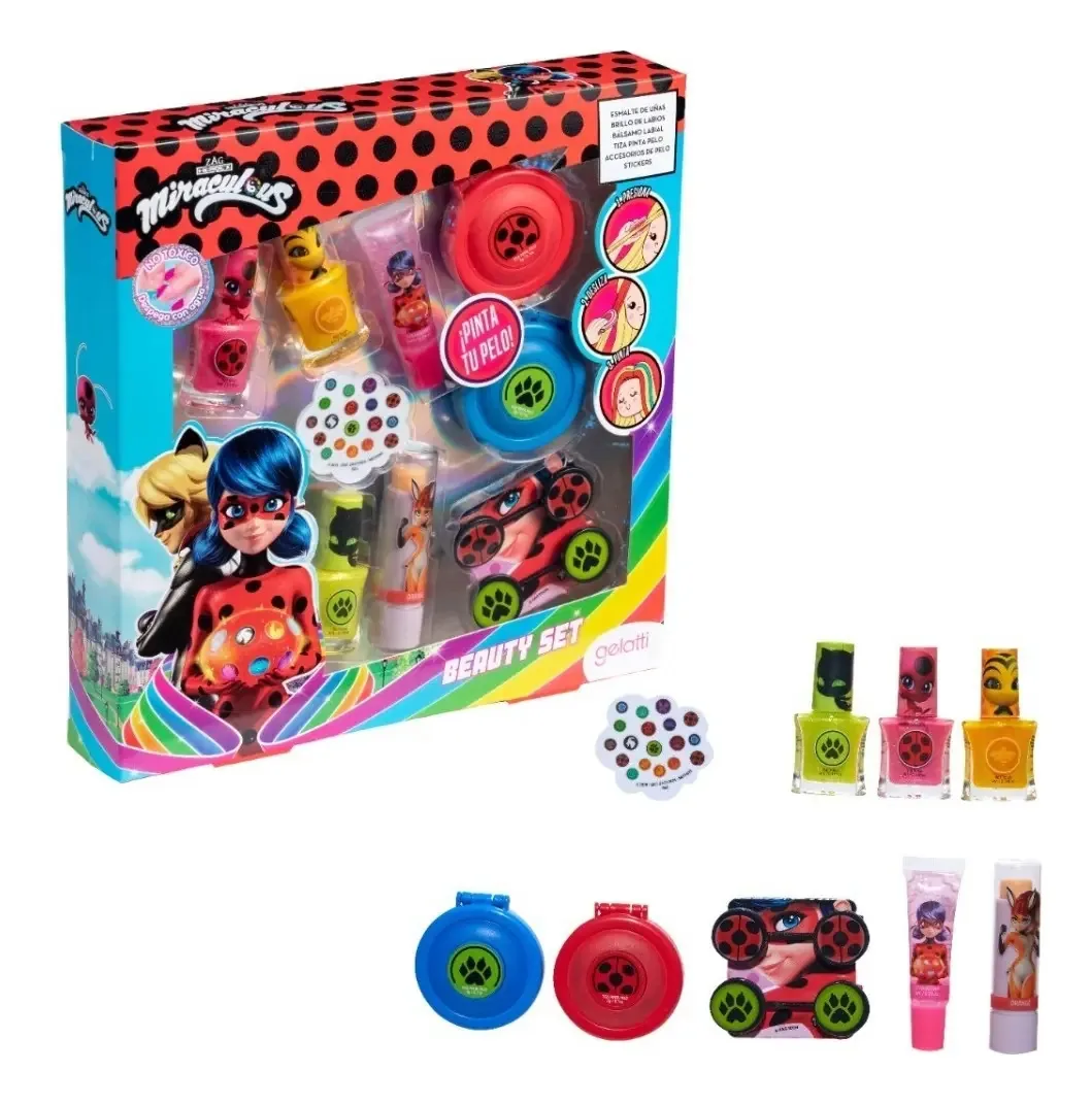 Conjunto de maquiagem para meninas Ladybug