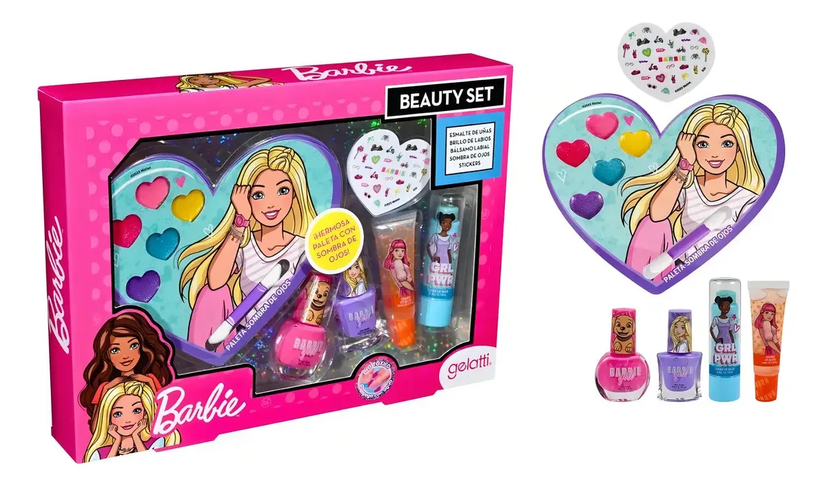 Conjunto de maquiagem para esmaltes labiais Barbie Girls