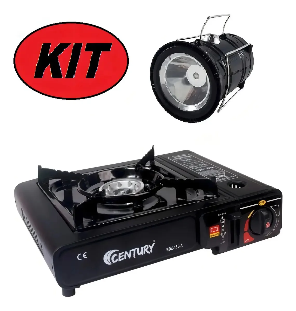 Kit Fogareiro Portátil Maleta + Lampião Led Luminária