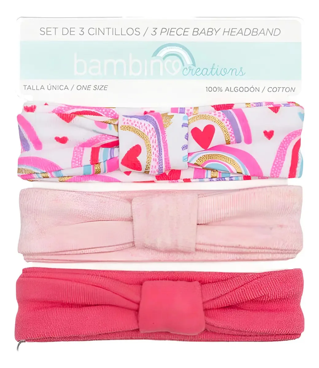 Bebê Bambino com 3 bandanas - variedades rosa