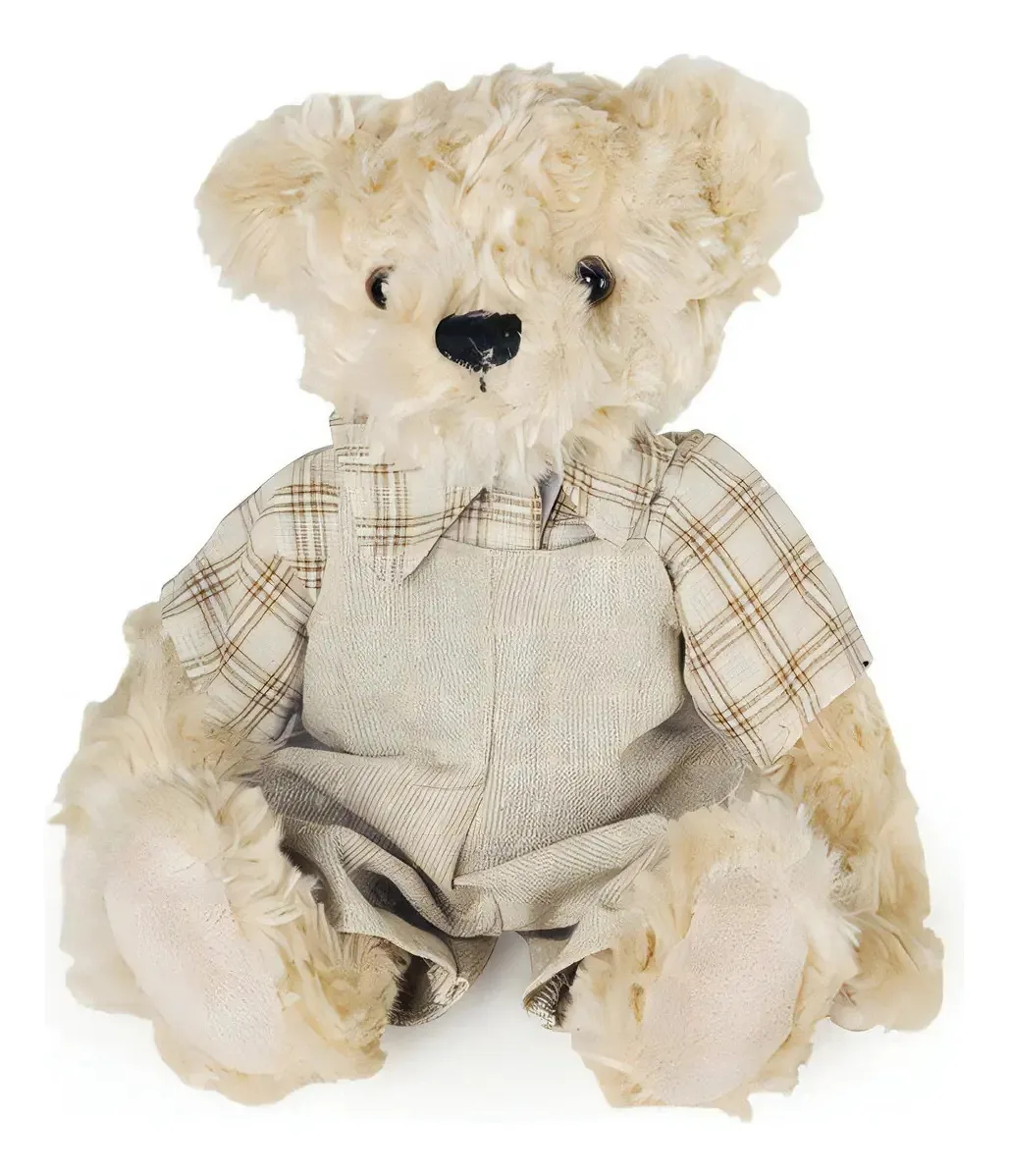 Pelúcia Antialérgica Urso Com Blusa De Tricott E Macacão