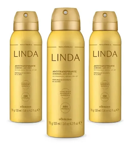 Antitranspirante em aerossol O Boticário Linda floral 3 ml pacote de 3 u