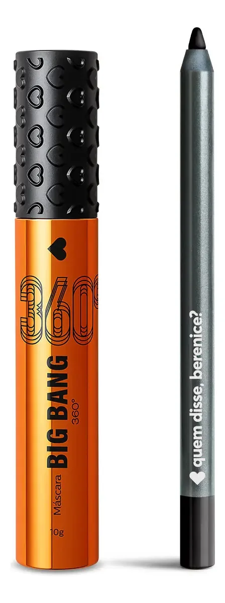 Kit Dos Olhos: Máscara Cílios Big Bang 360 + Lápis Pretuco Cor Preto Efeito Mate