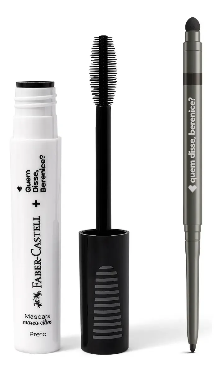 Máscara Cílios Preto 8ml + Lápis Olhos Esfumador Pretô 200mg
