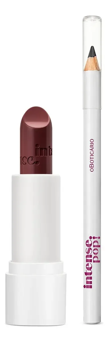 Kit Maquiagem Intense Pop Batom Bege + Lápis Olhos Preto Cruelty Free