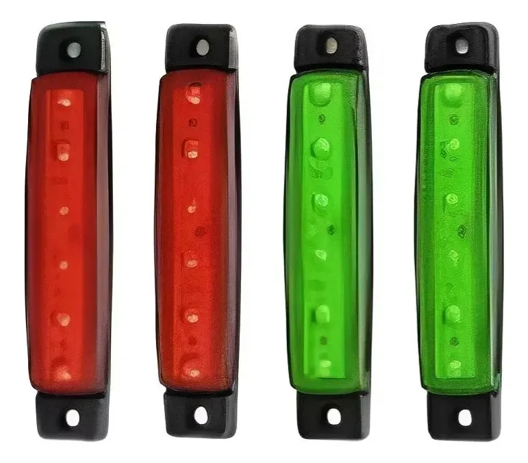Kit 4 Luzes Navegação LED 6 Verde Vermelha AMP Parts Barco Lancha Iate