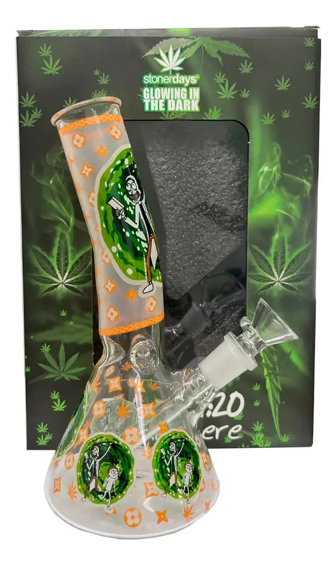 Bong De Vidro 20 Cm Curvado Portátil Curvo Brilha No Escuro