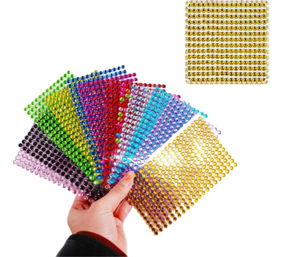 Adesivos Strass Diamante 5mm Dourado Kit 5 Cartelas Cartela Adesivo