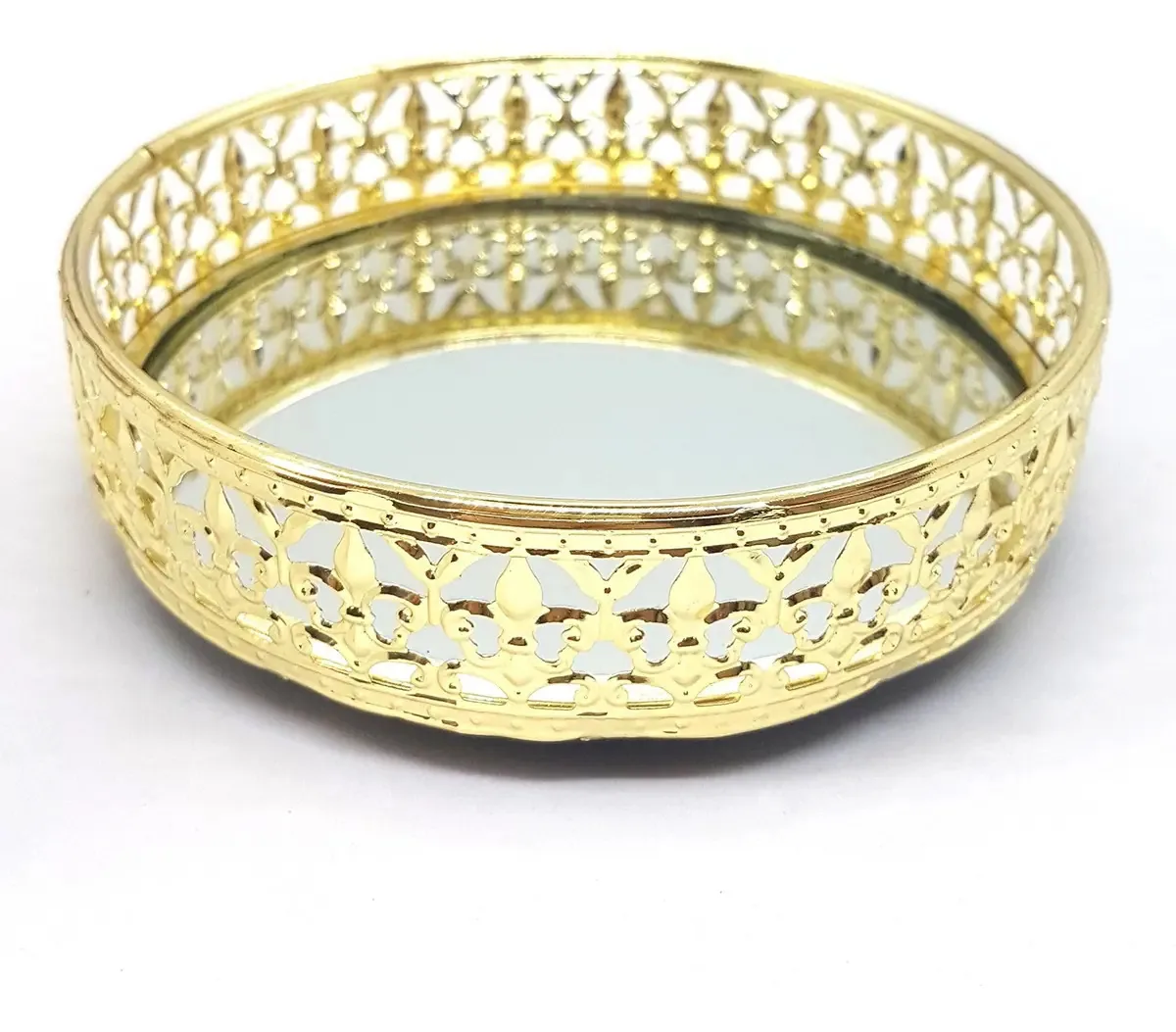 Bandeja Espelhada Decorativa Gold Cozinha Lavabo Sala 13cm