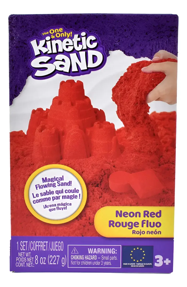 Areia Mágica Neon 227 Gramas Kinetic Sand - Vermelho Neon