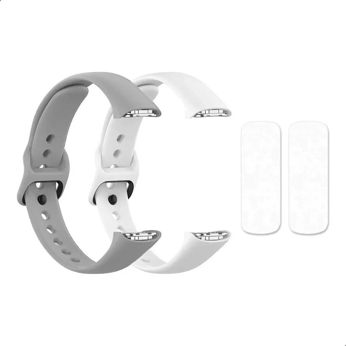 2 Pulseiras + 2 Películas Para Samsung Galaxy Fit Sm R370 Cor Cinza/branco
