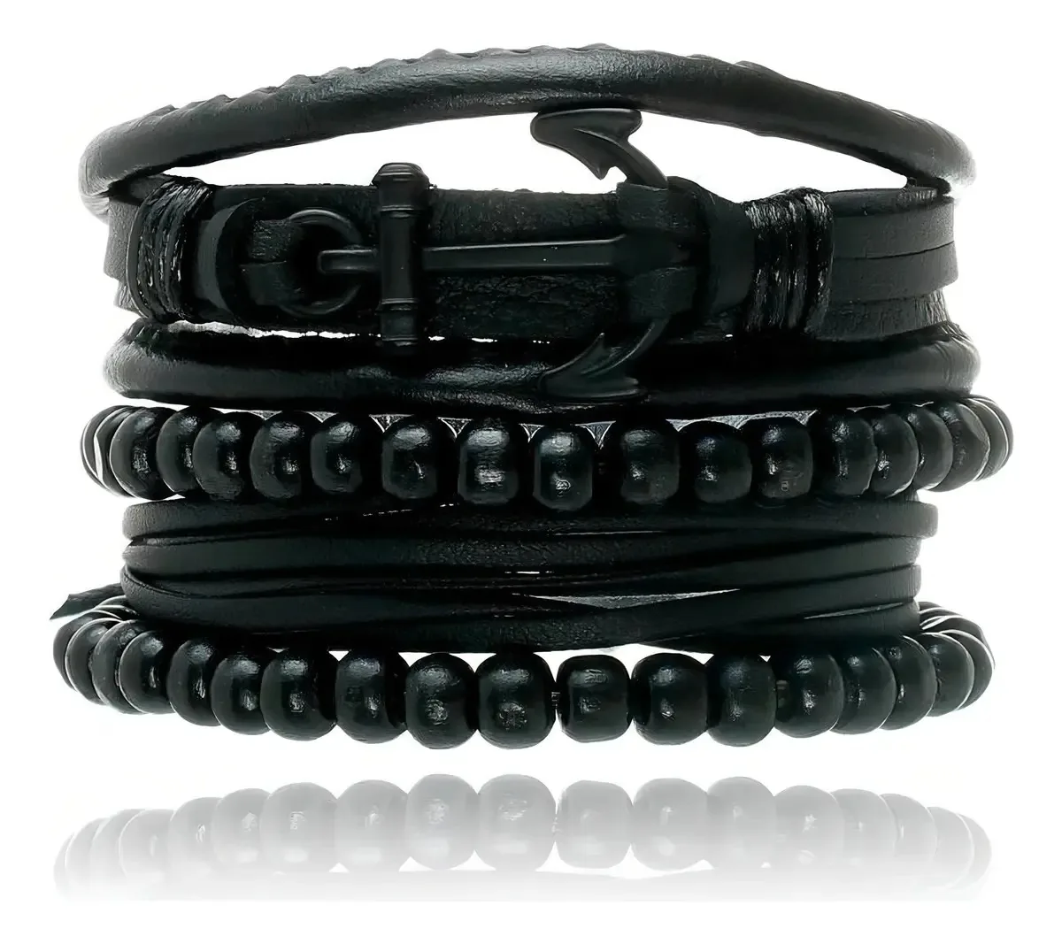 Kit De Pulseiras Universo Maschio Naútico Preto Ajustável