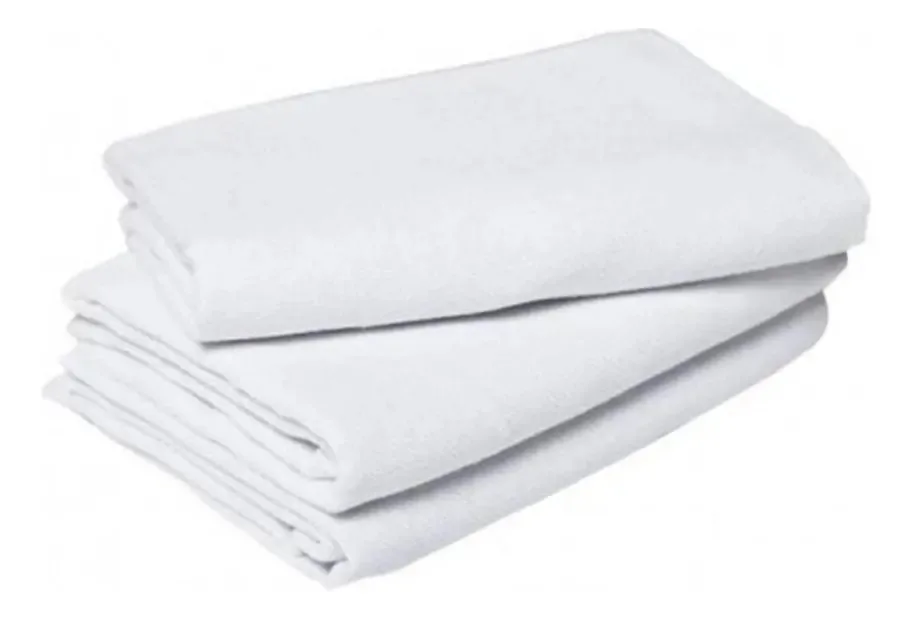 Kit Com 40 Panos De Chão Liso Branco 65x45 Costura Reforçada