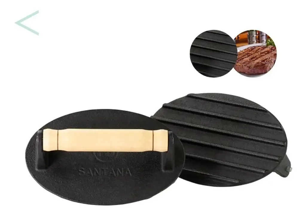 Amassador/prensador De Bife Pequeno Ferro Fundido Cor Preto