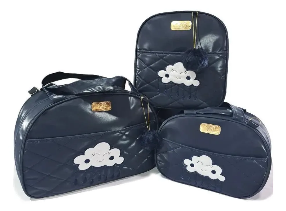 Bolsa Maternidade Nuvem Chuva De Amor Kit 3 Pçs