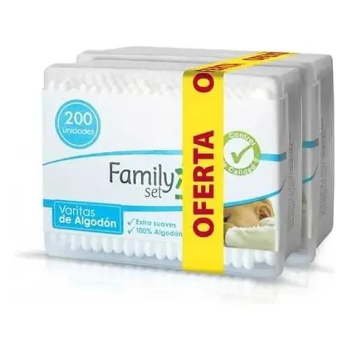 Cotonetes De Algodão Com Haste Plástica Family Set 400ud