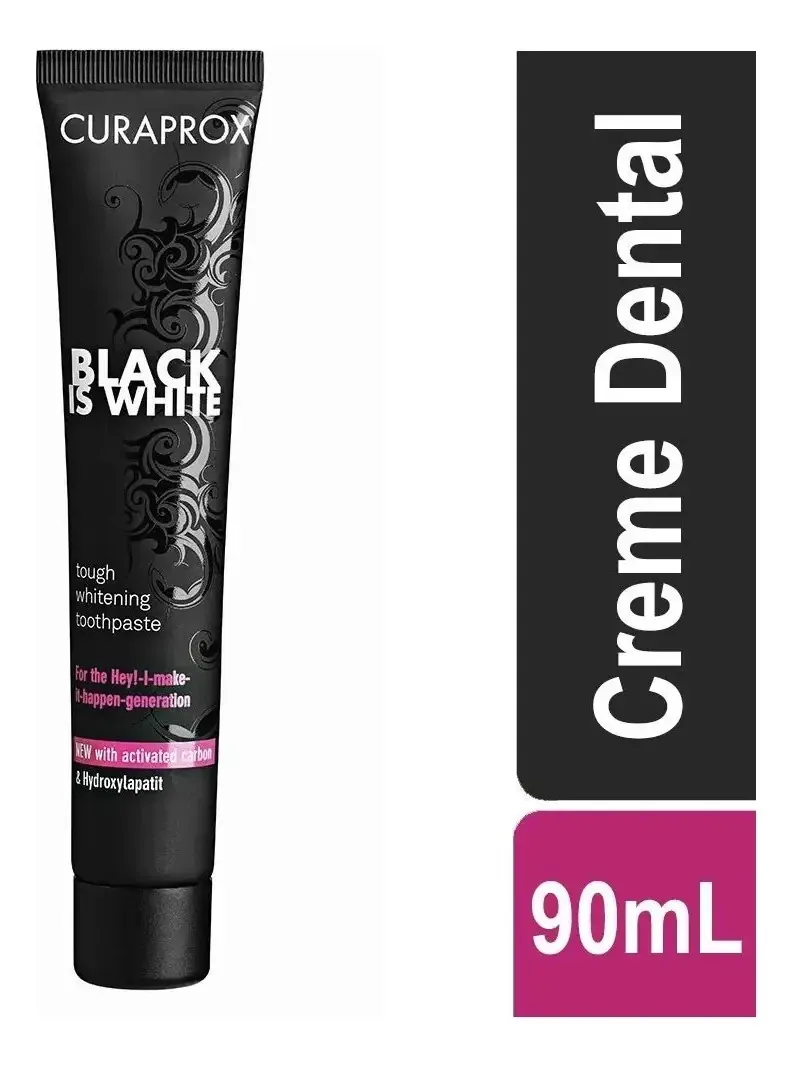 Creme Dental Suíço Curaprox Black Is White Preto 90ml