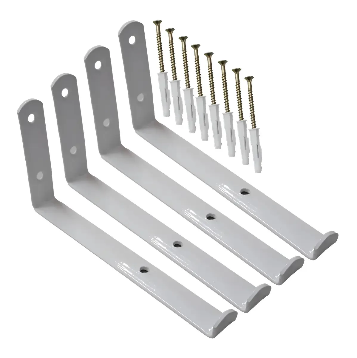 Kit 4 Suportes Prateleira Invertida 20cm Ferro Branco M7 Mão Francesa