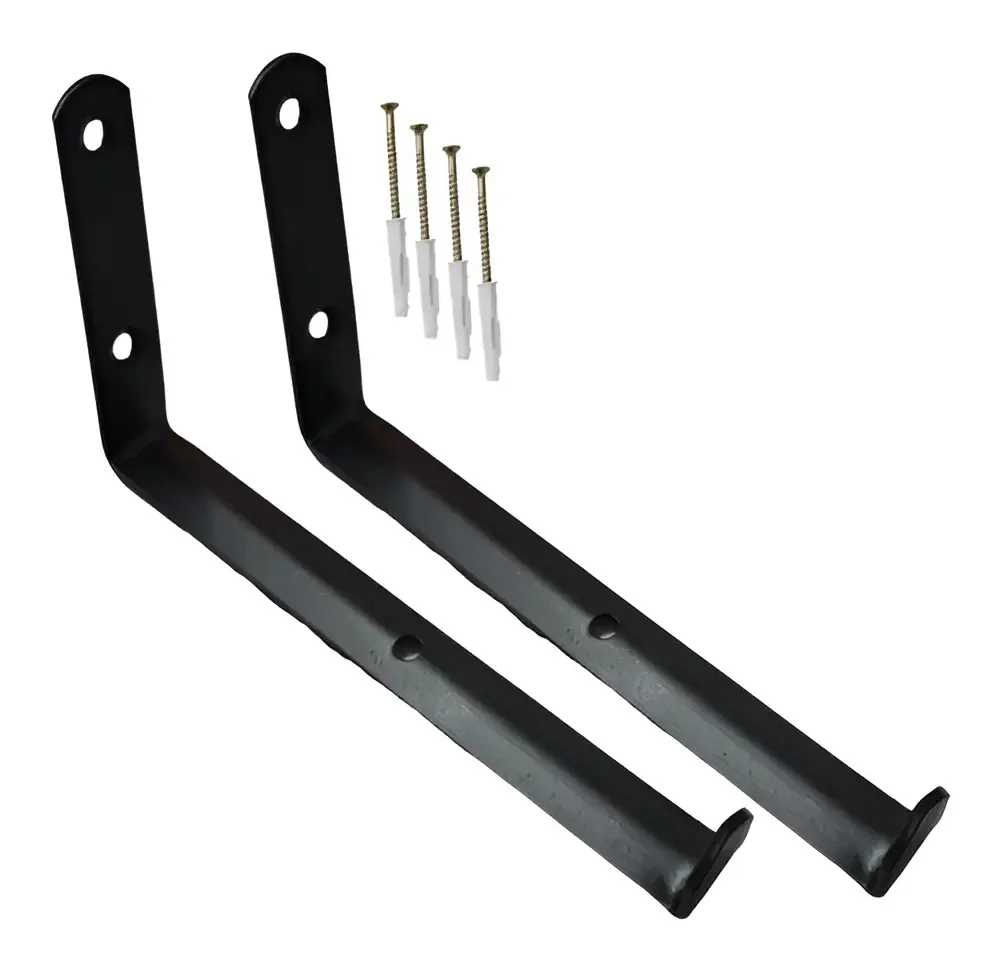 M7 Suportes Mão Francesa Invertida 25cm Ferro Kit 2 Peças Preto