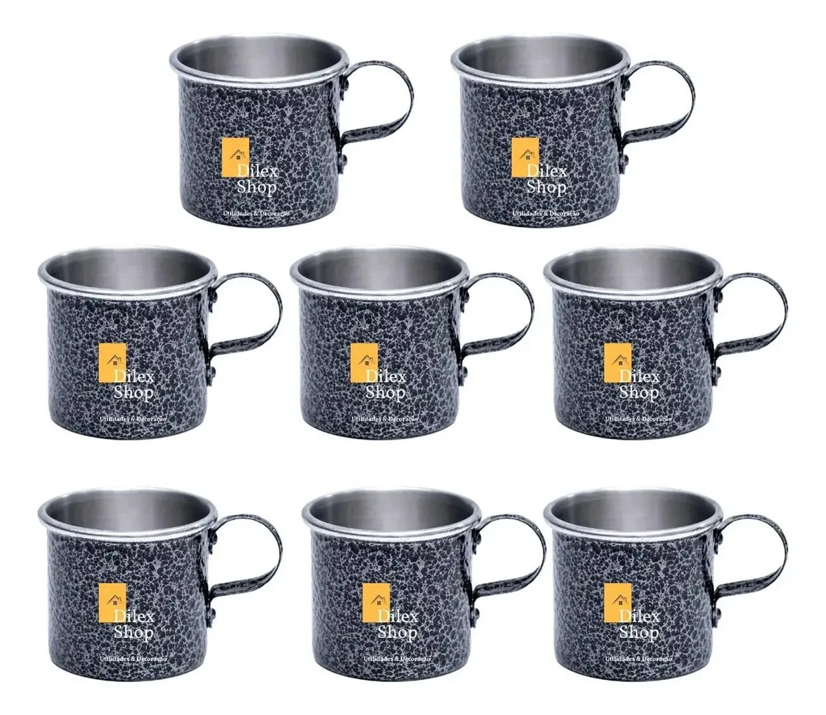 Kit 8 Canecas Coloridas Xícaras Retrô Em Alumínio Café Chá