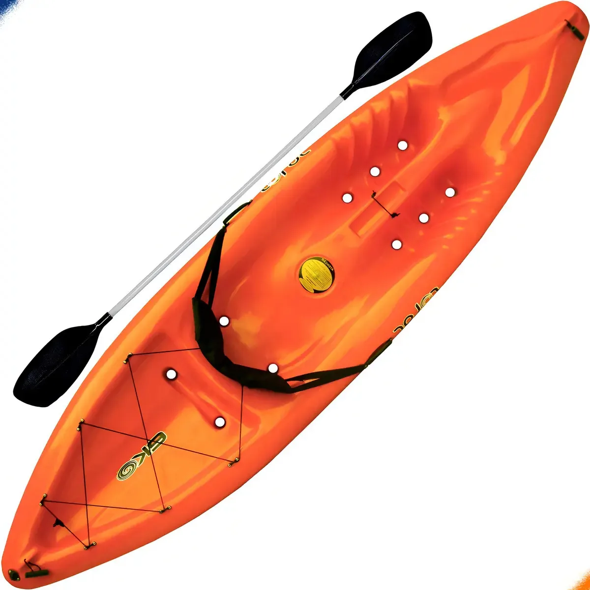 Caiaque Solar Hidro2eko Kayak Pesca Com Encosto E Remo Cor Laranja