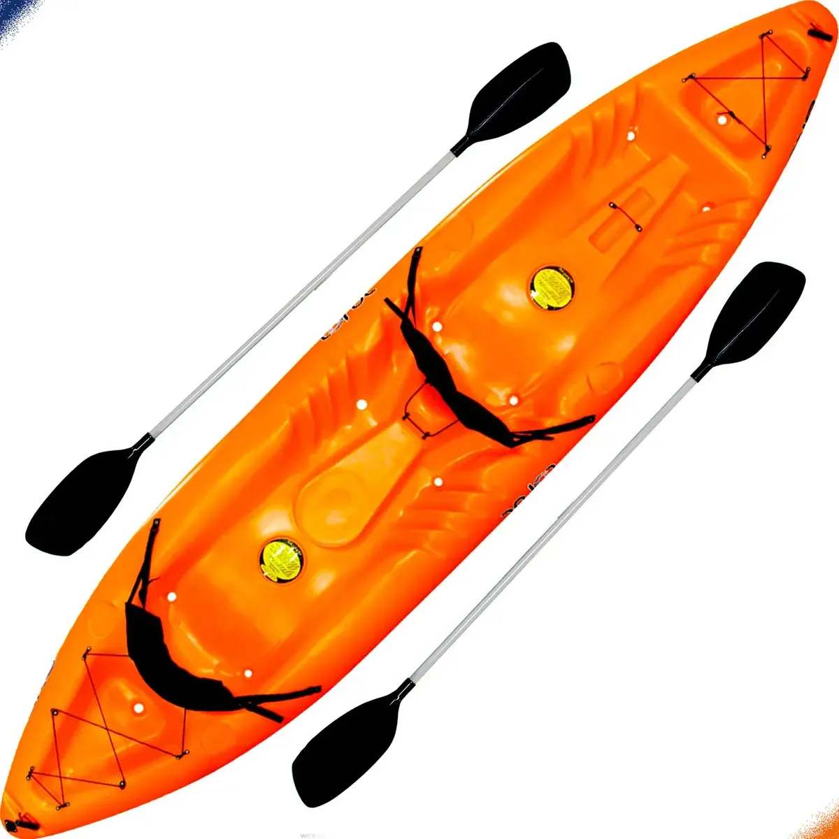 Caiaque Duplo Solar Duo Hidro2eko Com Encosto E Remo Cor Laranja