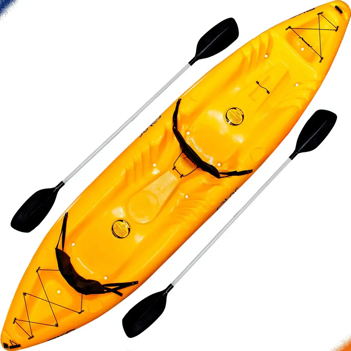 Caiaque Duplo Solar Duo Hidro2eko Com Encosto E Remo Cor Amarelo