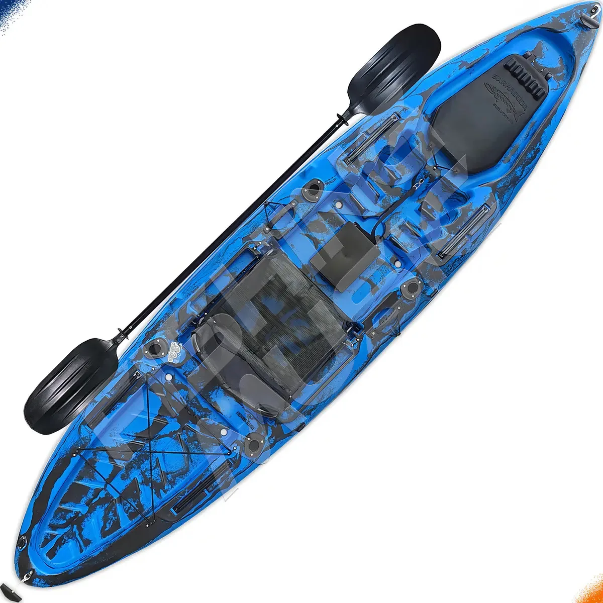 Caiaque Barracuda Evolution Com Cadeira Tecido Telado E Remo Cor Camu/azul