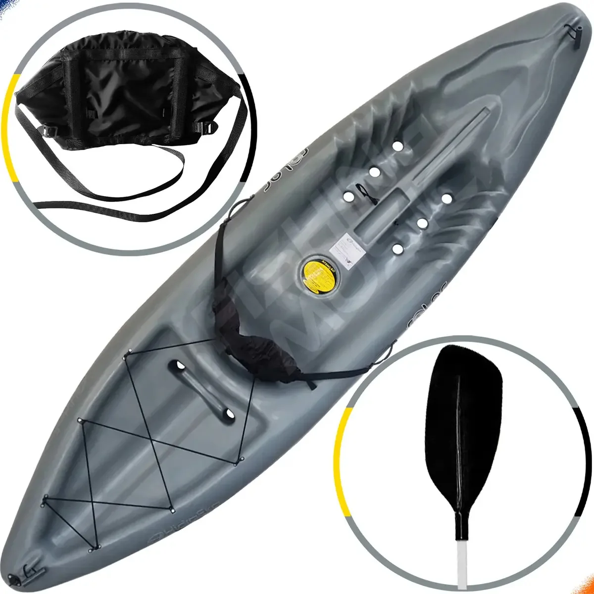 Caiaque Solar Hidro2eko Encosto E Remo Kayak Pesca E Passeio Cor Cinza