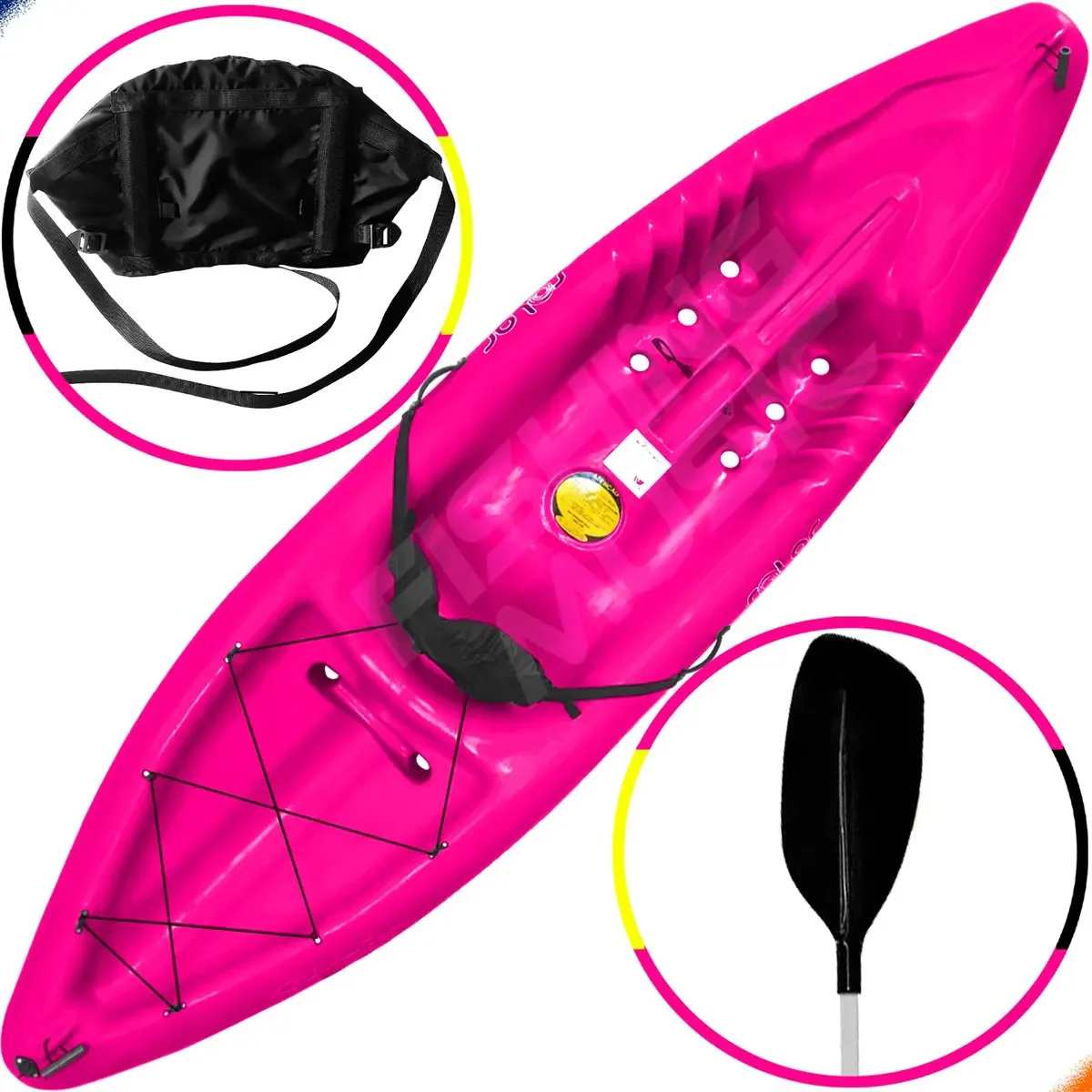 Caiaque Solar Hidro2eko Kayak Pesca Com Encosto E Remo Cor Rosa Pink