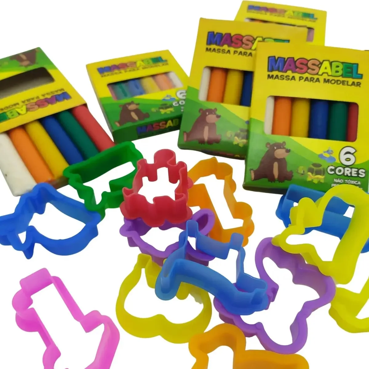 Kit Massinha de Modelar Glitter Clube com 30 Peças e 100 Cortadores