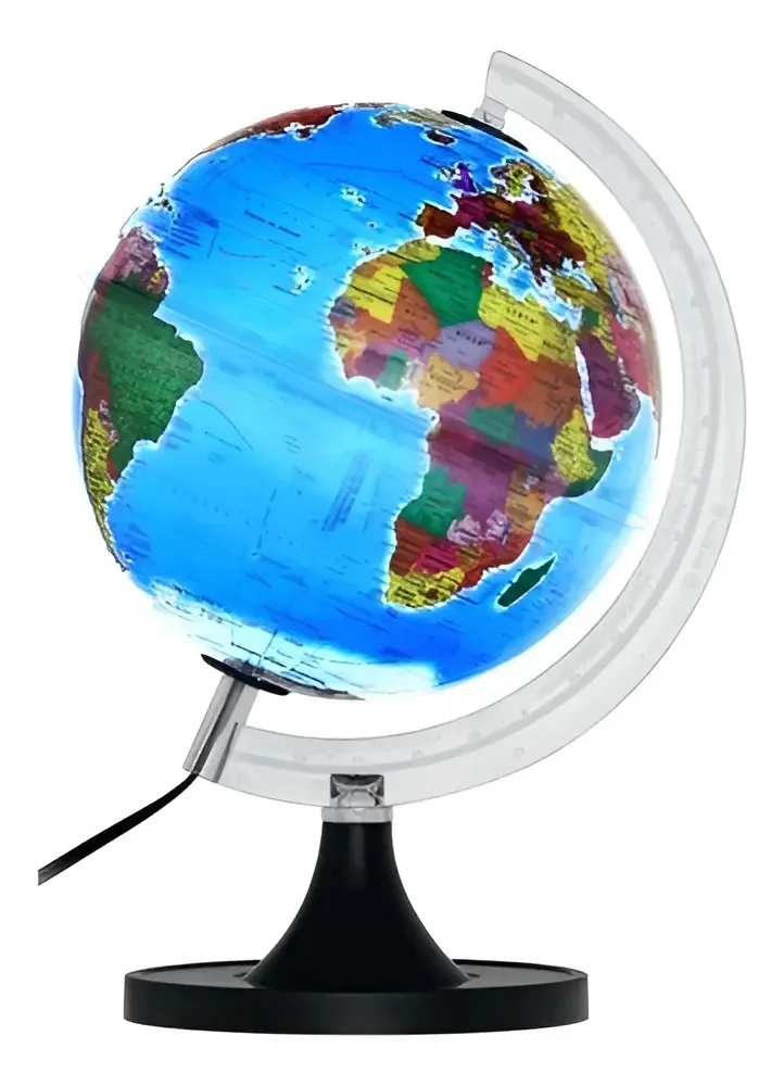 Globo Terrestre Gênio Base Preta Libreria 21cm Led Branco