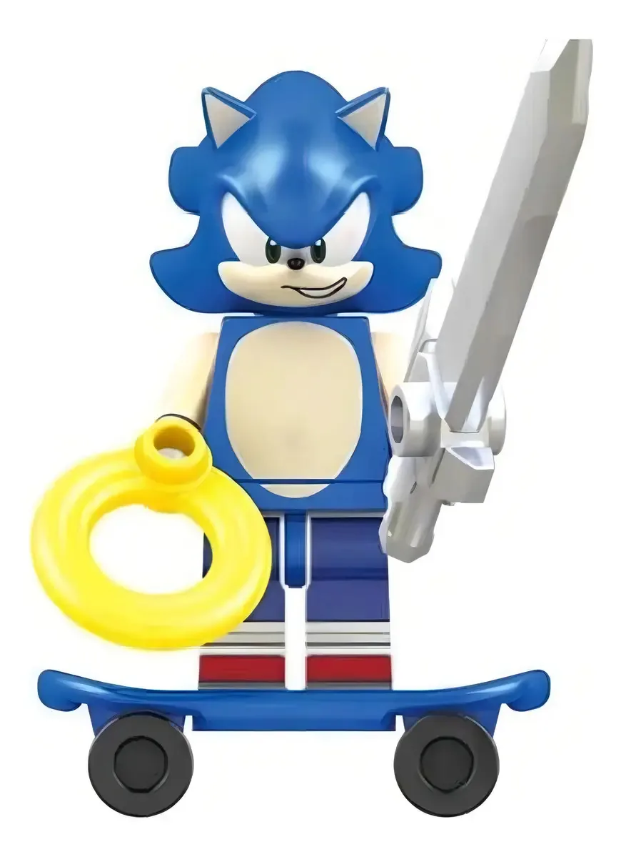 Boneco Blocos De Montar Sonic Skate