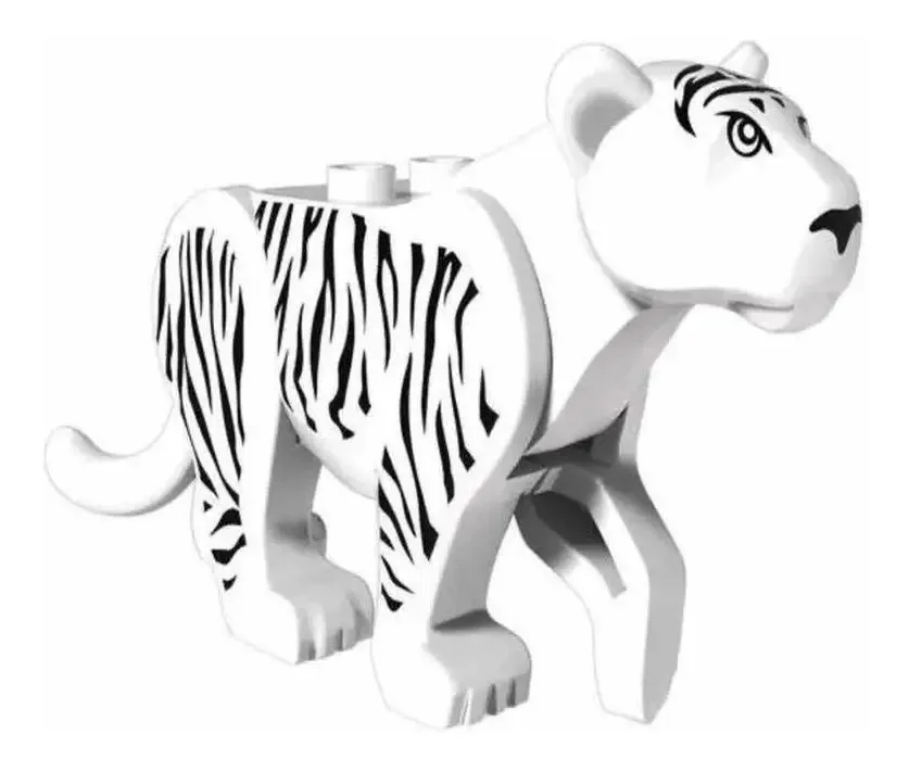 Boneco Blocos De Montar Tigre Branco Selva