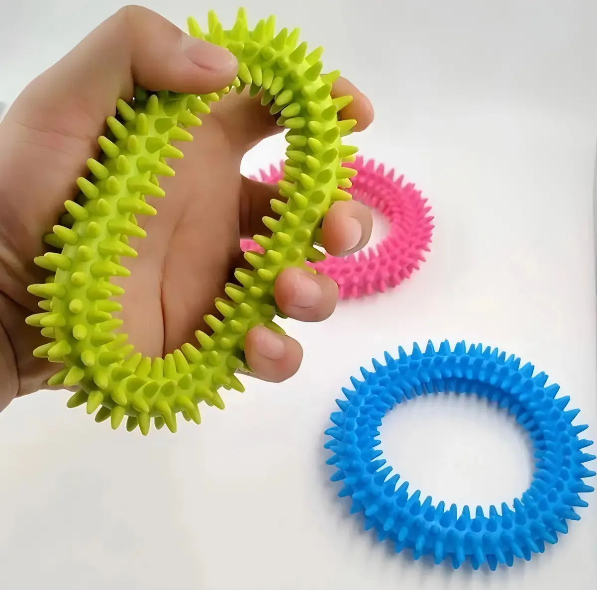 Fidget Toy Spiky Sensorial Anel Tátil Rosa Anti Stress