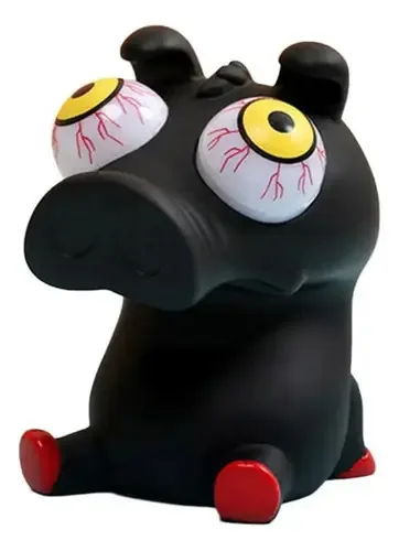 Fidget Toy Squishy Porquinho Preto Olho Esbugalhado