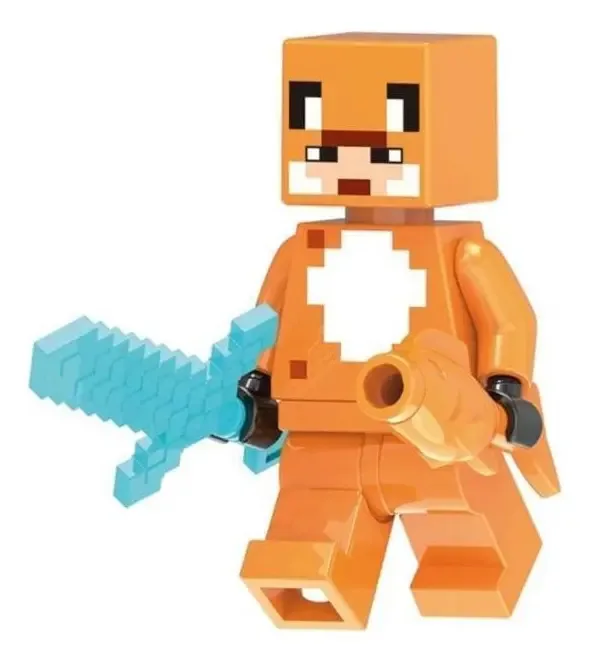 Boneco Blocos De Montar Fox Minecraft