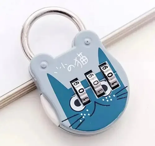 Cadeado Senha Mala Mochila Caderno Diário Gatinho Azulzinho